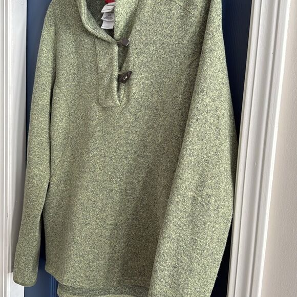 The North Face Green Knit Pullover Sweater With toggle Buttons Size L - Picture 3 of 5